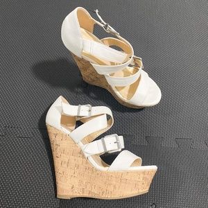 Just Fab White Wedge Sandals